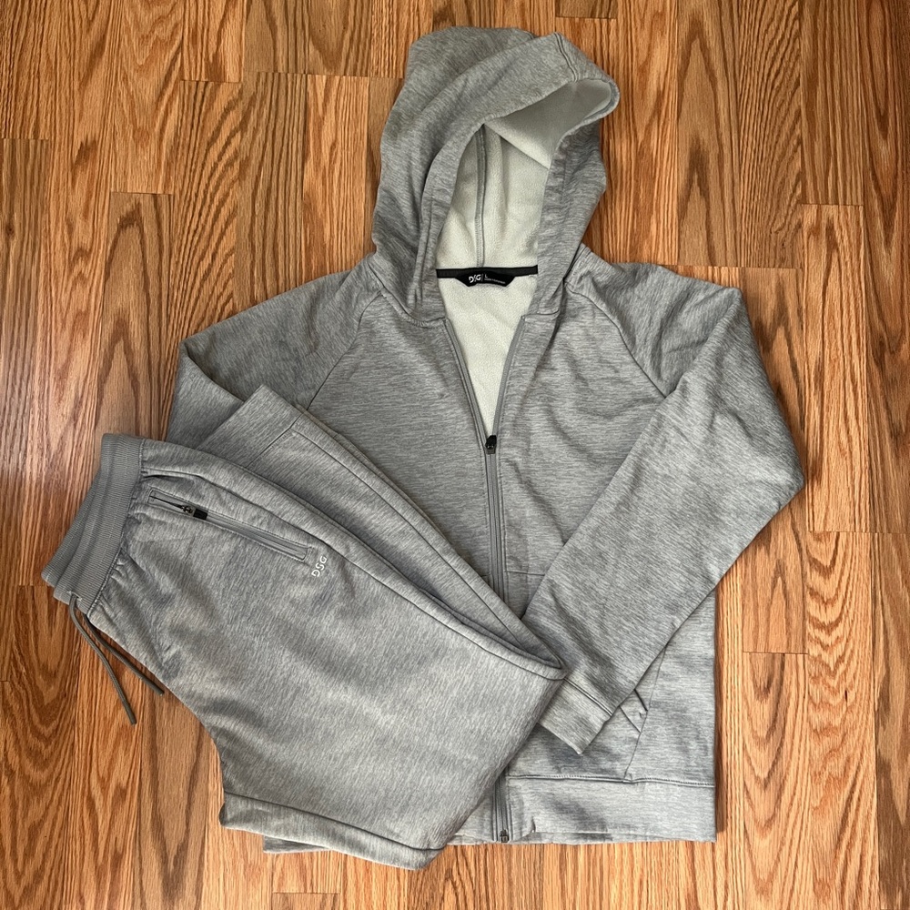DSG Boys Sweatpants and Zipper Sweatshirt – Size Large - Gray
